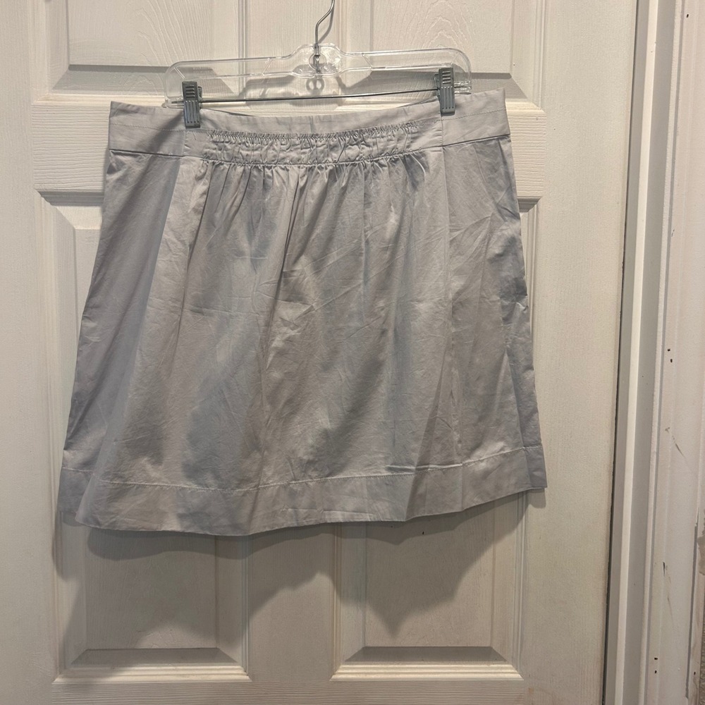 J Crew Gray Cotton Pleated Waist Cotton A Line Mini Skirt‎ Size 14 Spring Sporty